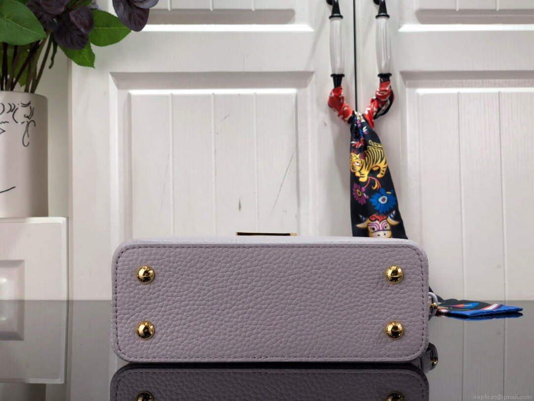 LV M56071 Louis Vuitton Capucines Mini Handbag Taro Purple