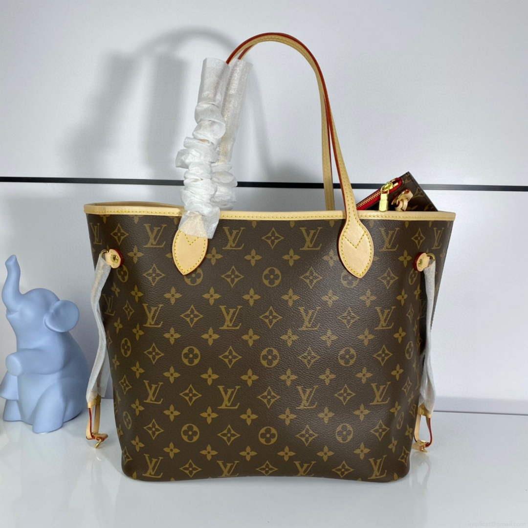 Louis Vuitton LV M41177 Neverfull MM Monogram Canvas Cerise Red