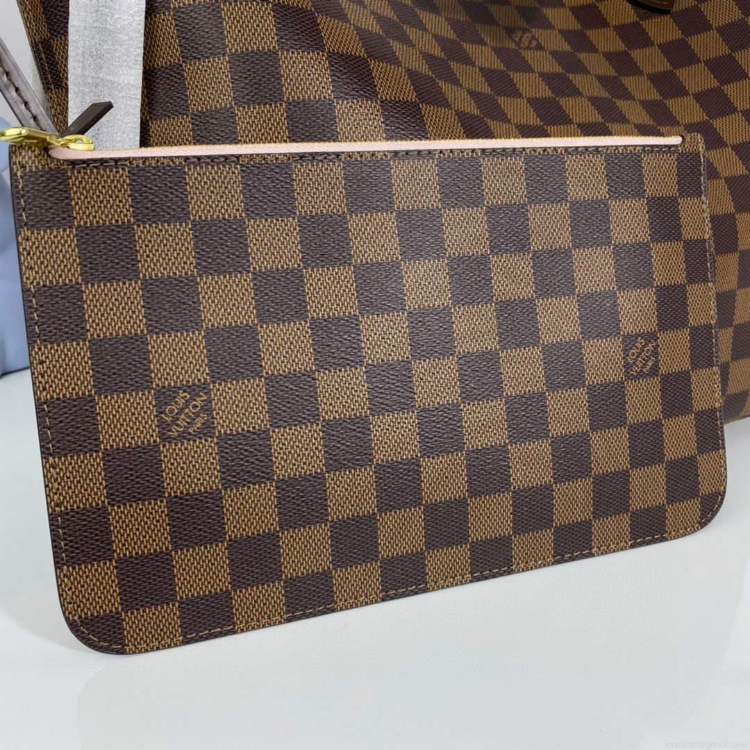 Louis Vuitton LV N41603 Neverfull MM Damier Ebene Rose Ballerine Pink
