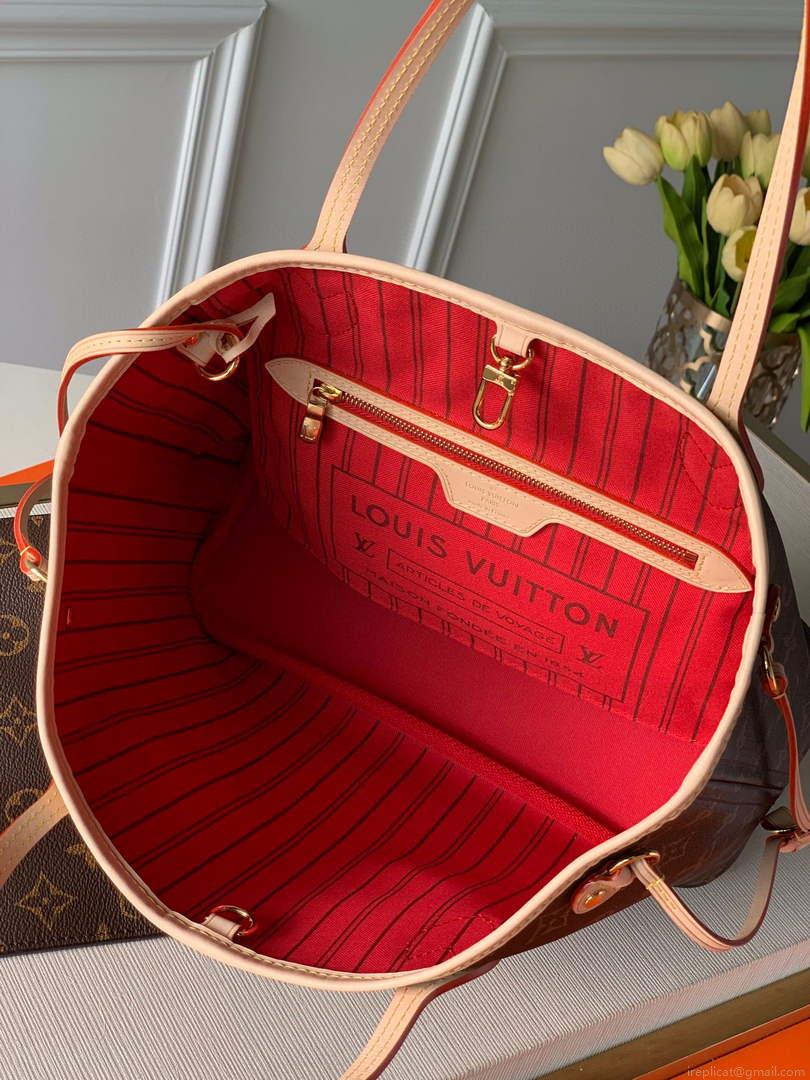 Louis Vuitton LV M41001 Neverfull PM Monogram Canvas Red