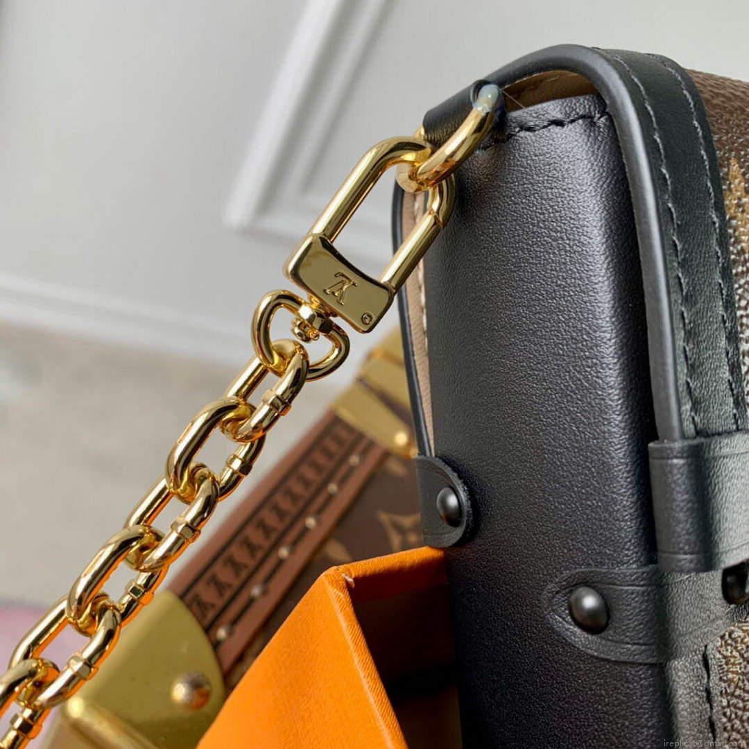 LV M63913 Louis Vuitton Vertical Trunk Pochette Bag Black