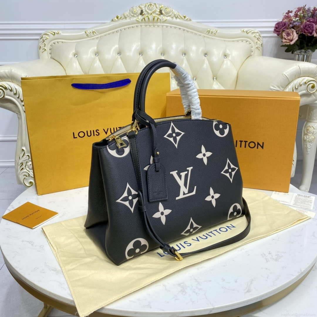 Louis Vuitton LV M45842 Grand Palais bicolor Monogram empreinte leather Black Beige