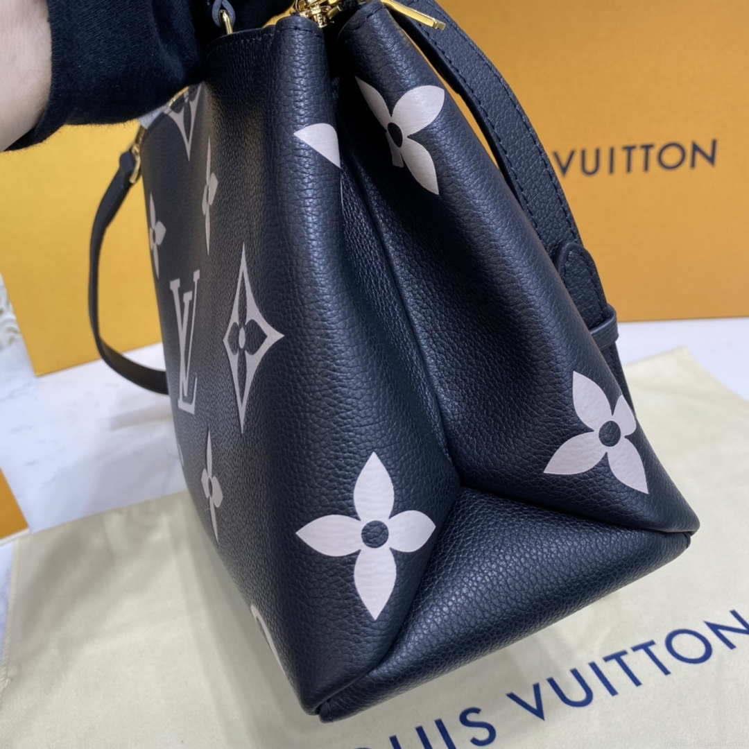 Louis Vuitton LV M58913 Petit Palais Bicolor Monogram empreinte leather Beige and Black