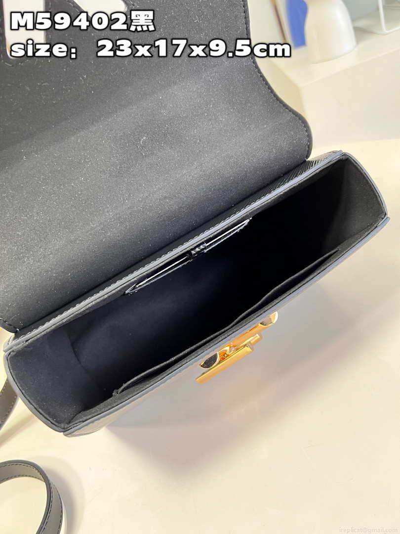 Louis Vuitton LV M59402 Twist MM Bag Epi Black with Black