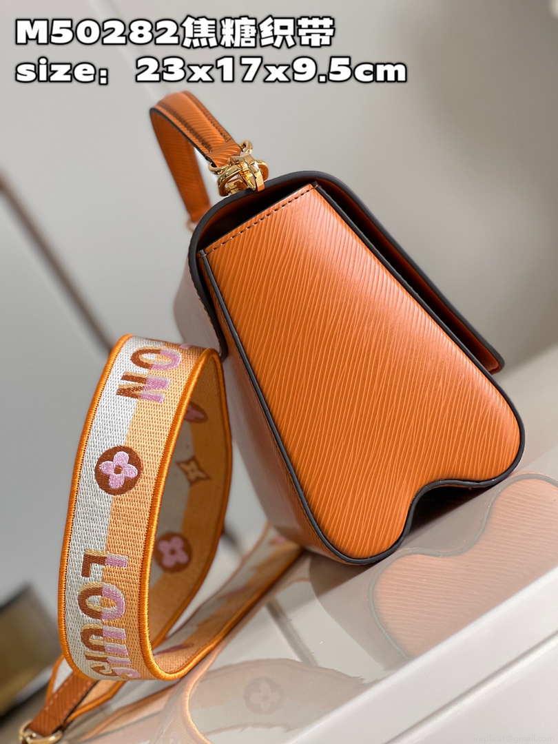 Louis Vuitton LV M50282 Twist MM Bag Epi Gold Cipango Beige