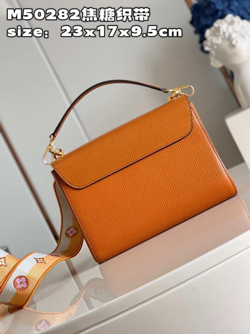 Louis Vuitton LV M50282 Twist MM Bag Epi Gold Cipango Beige