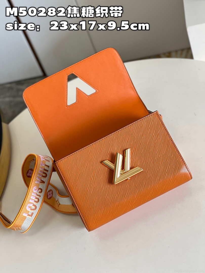 Louis Vuitton LV M50282 Twist MM Bag Epi Gold Cipango Beige