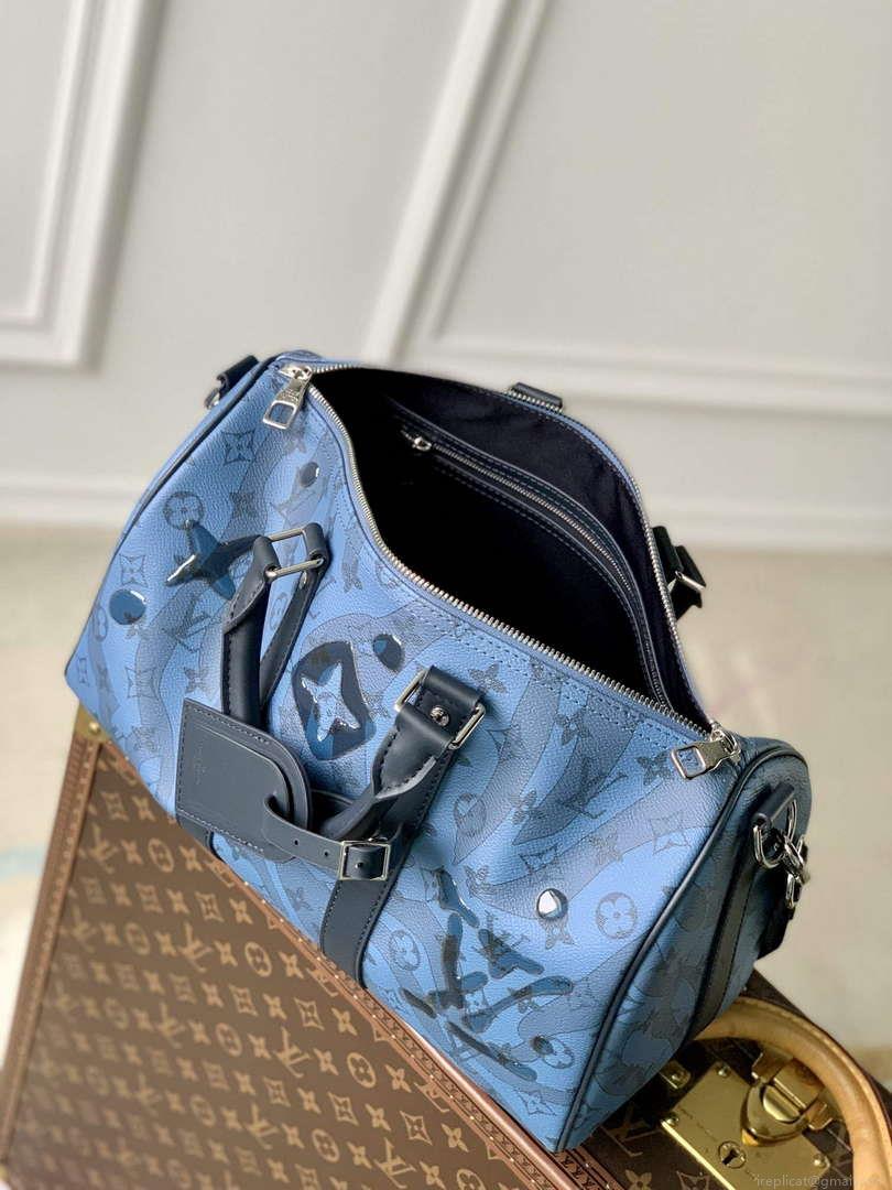 LV M22573 Louis Vuitton Keepall Bandoulière 35 Abyss Blue
