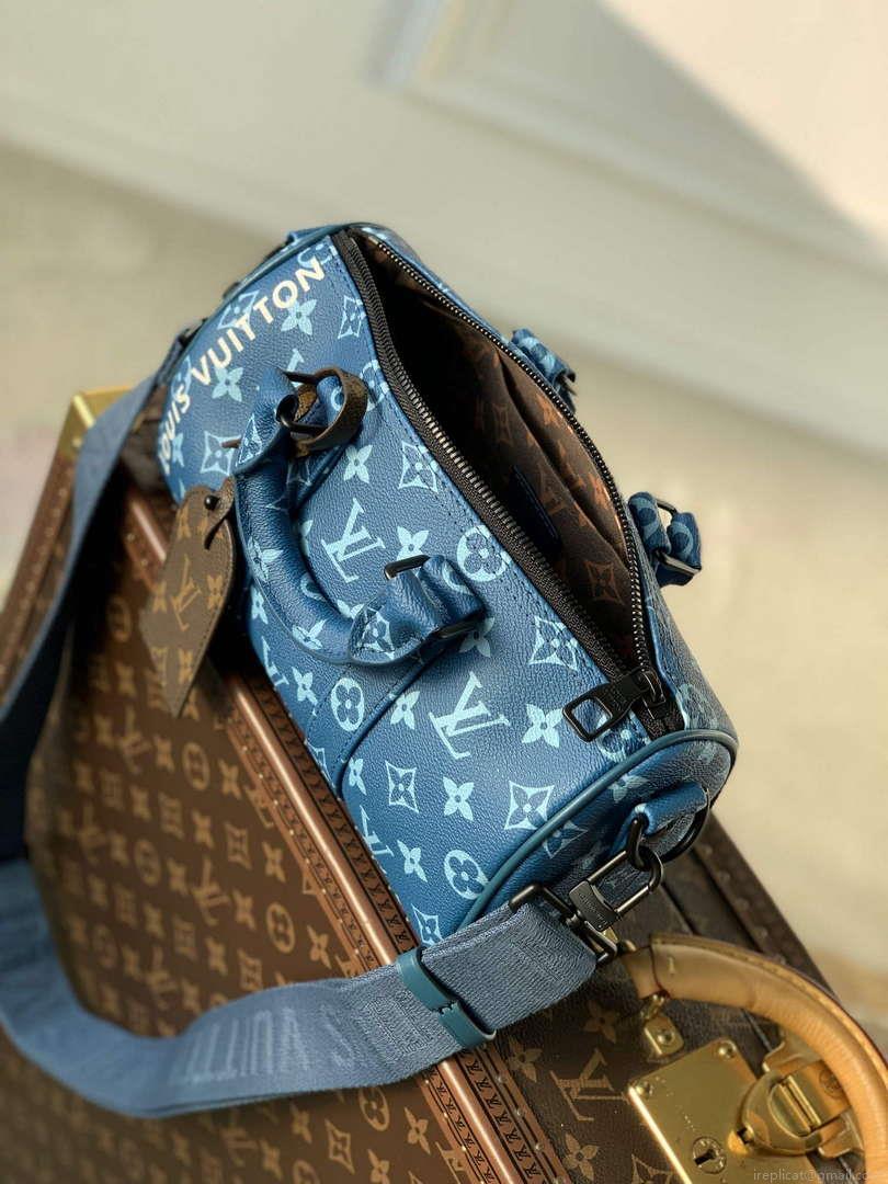 LV M46803 Louis Vuitton Keepall Bandoulière 25 City Bag Atlantic Blue