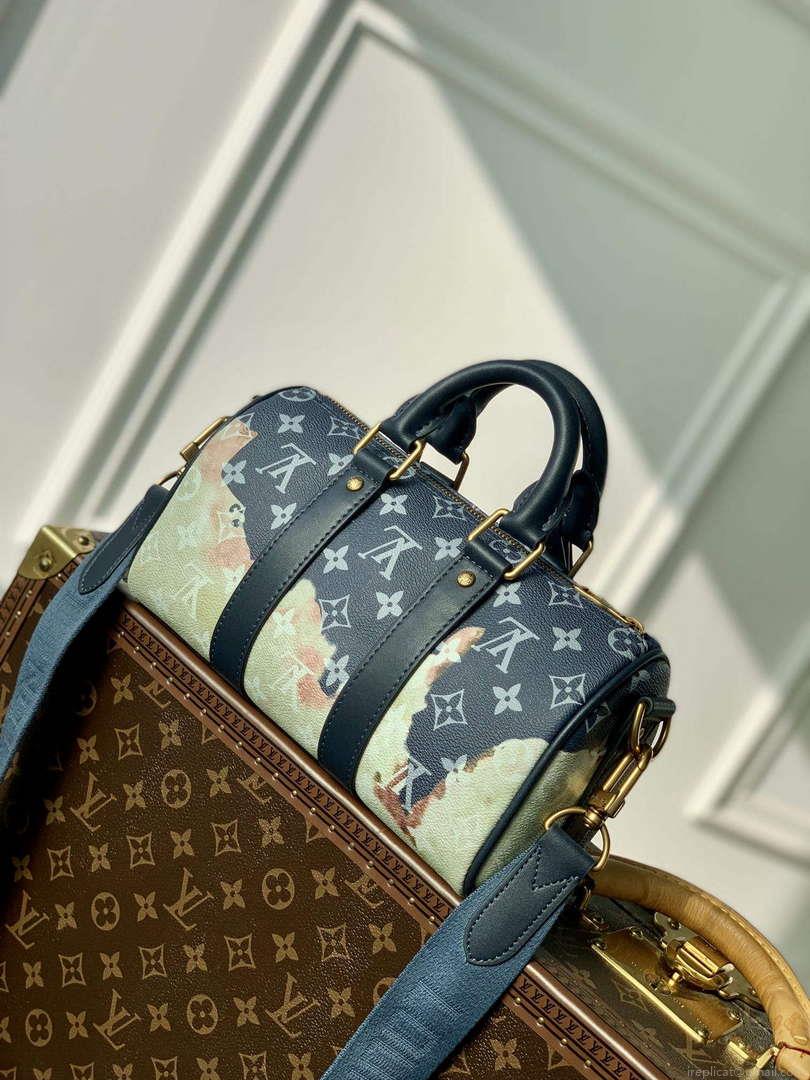 LV M46271 Louis Vuitton Keepall Bandoulière 25 Bag Blue