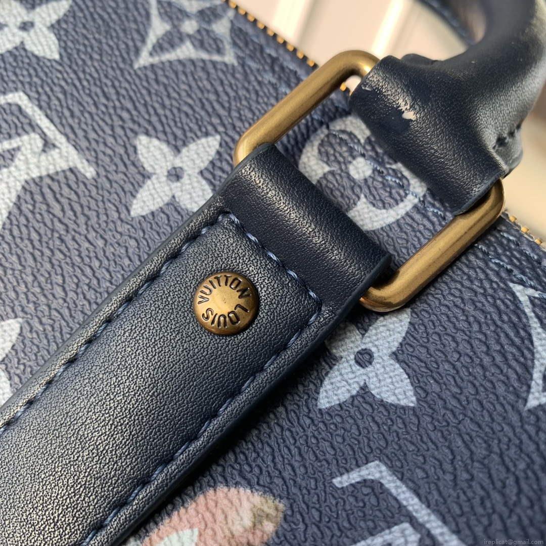LV M46271 Louis Vuitton Keepall Bandoulière 25 Bag Blue