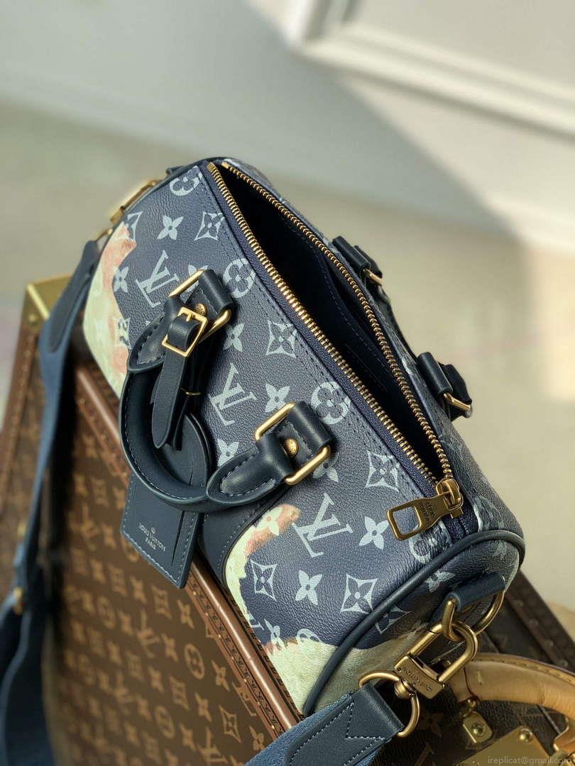 LV M46271 Louis Vuitton Keepall Bandoulière 25 Bag Blue