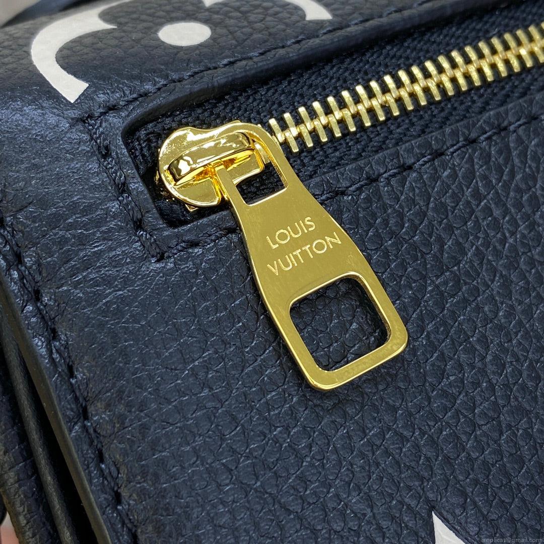LV M46596 Louis Vuitton Pochette Métis East West bag Monogram Empreinte Leather Black/Beige