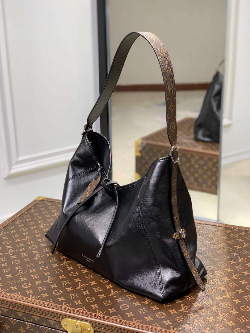 LV M25143 Louis Vuitton CarryAll Dark MM Handbag Black