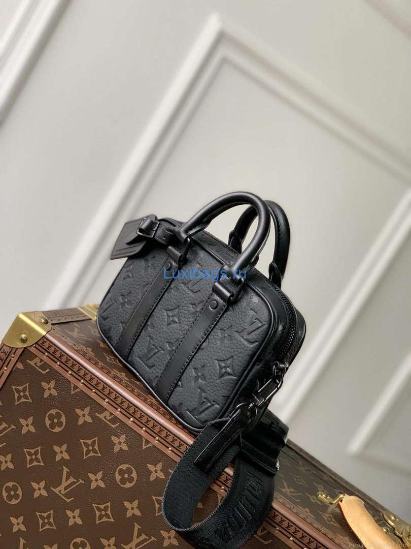 LV M82770 Louis Vuitton Nano Porte Documents Voyage Bag Black leather