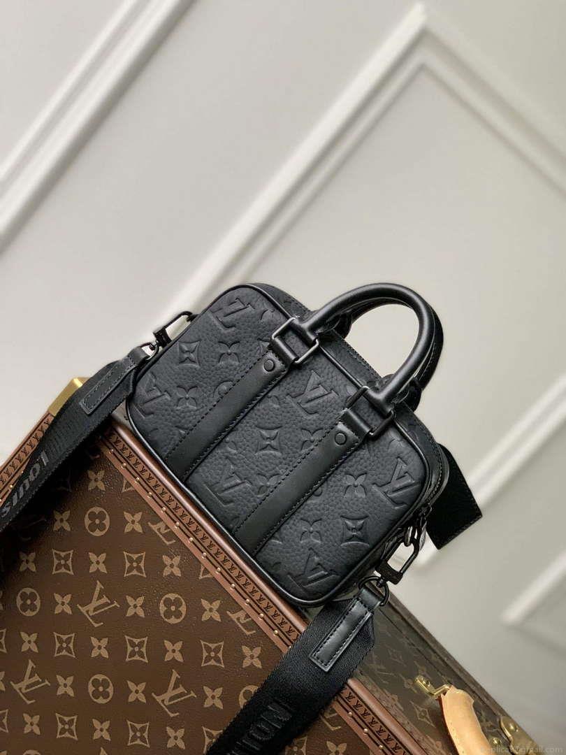 LV M82770 Louis Vuitton Nano Porte Documents Voyage Bag Black leather