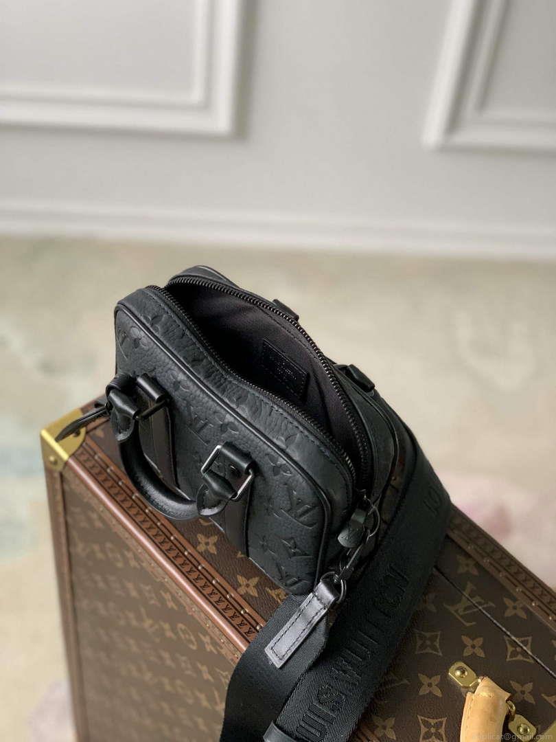 LV M82770 Louis Vuitton Nano Porte Documents Voyage Bag Black leather