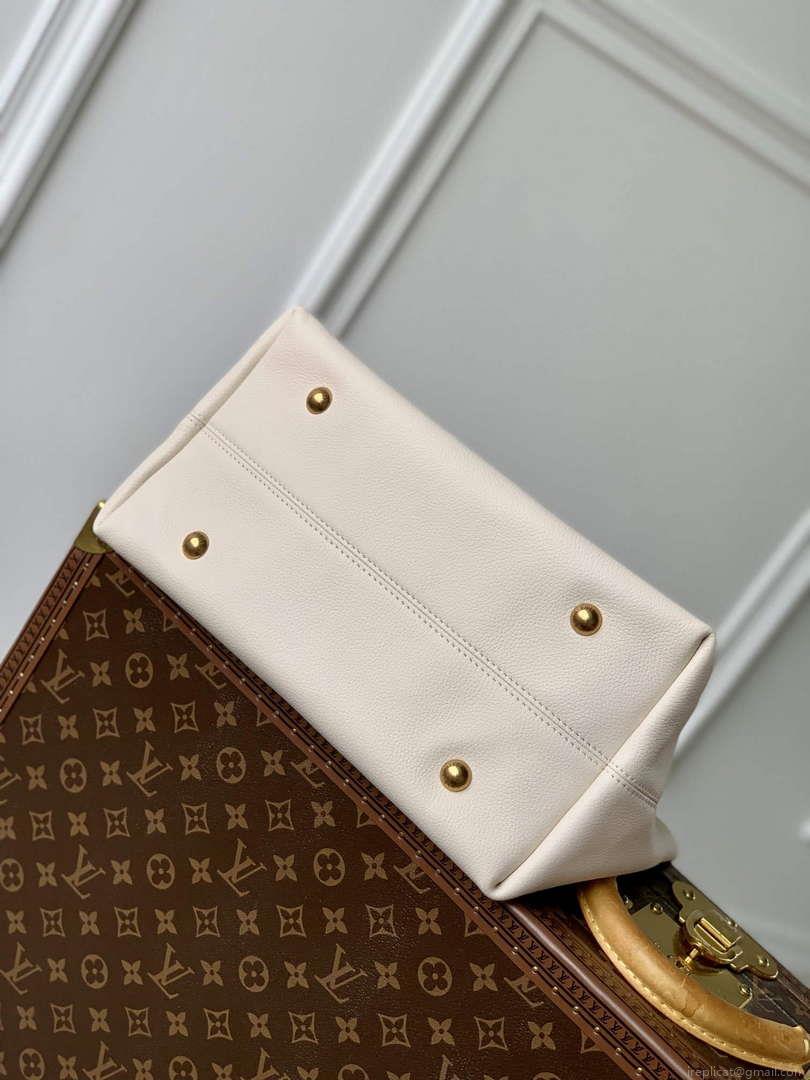 LV M25022 Louis Vuitton Low Key Hobo MM Handbag Limestone Gray