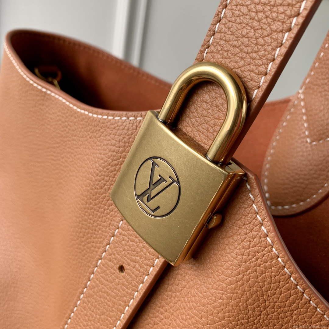 LV M24974 Louis Vuitton Low Key Hobo MM Handbag Cognac Brown
