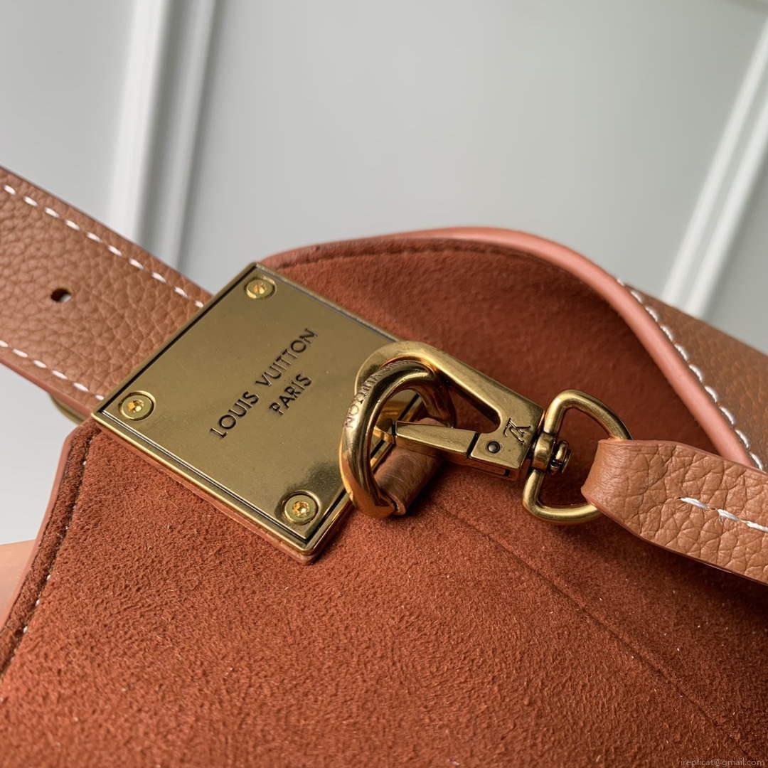 LV M24974 Louis Vuitton Low Key Hobo MM Handbag Cognac Brown