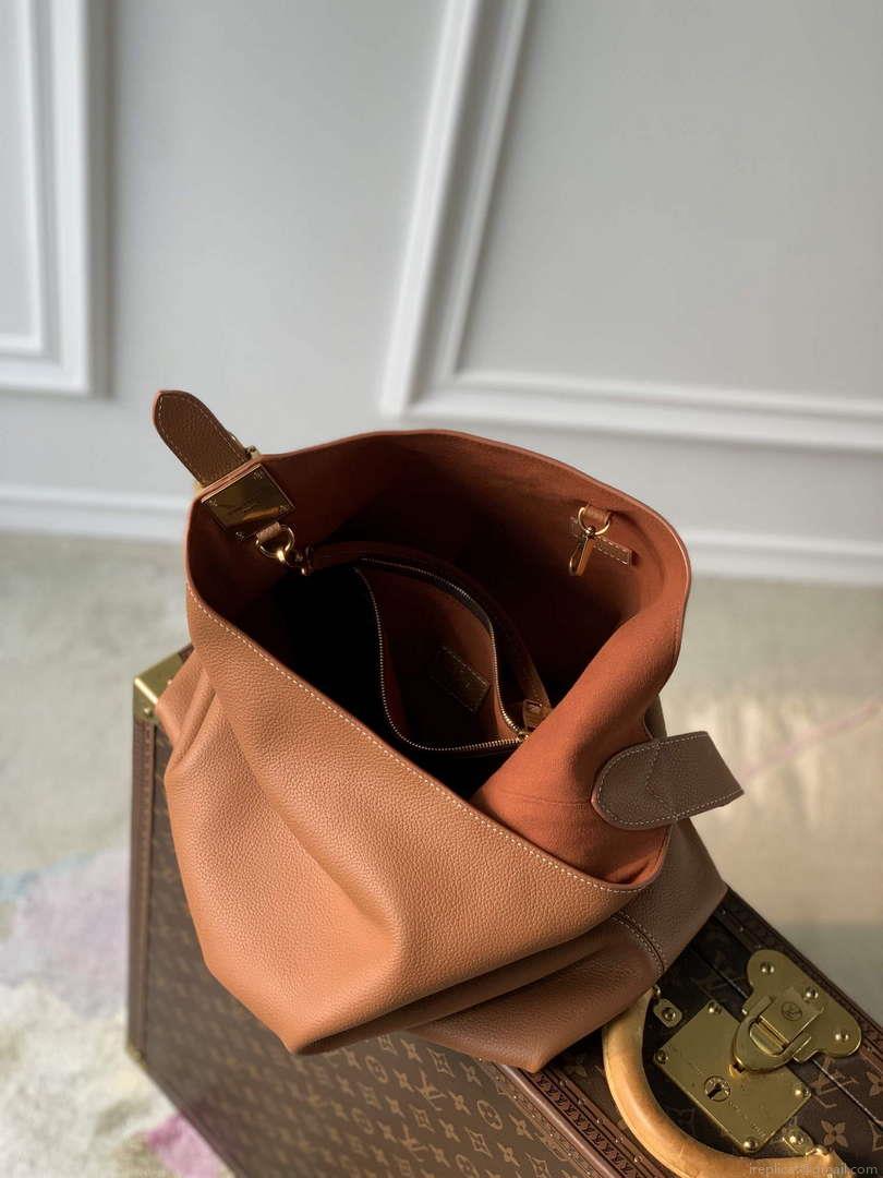 LV M24974 Louis Vuitton Low Key Hobo MM Handbag Cognac Brown