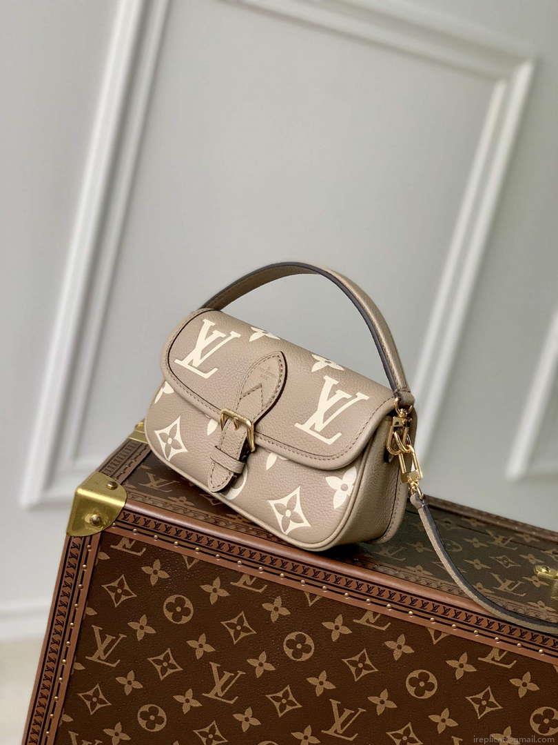 LV M83300 Louis Vuitton Nano Diane Bag Monogram Empreinte leather Tourterelle Beige / Cream