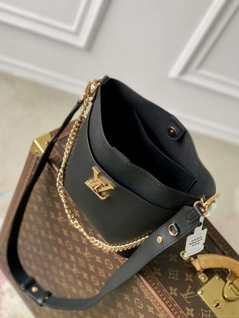 LV M24006 Louis Vuitton Lock and Walk Bucket Bag Black