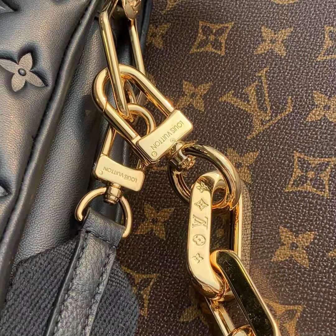 LV M57783 Louis Vuitton Coussin MM Embossed puffy Lambskin Bag Black