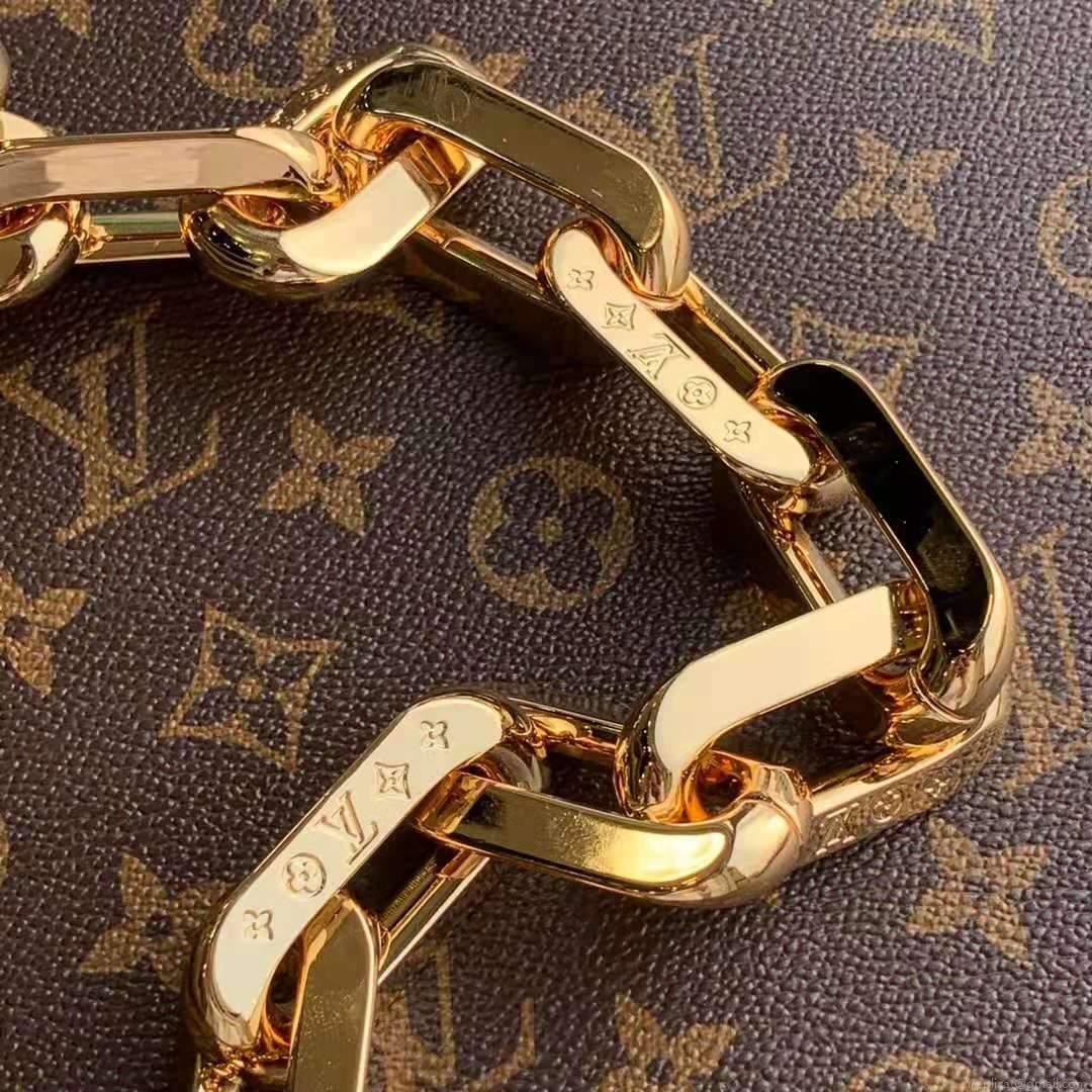 LV M57783 Louis Vuitton Coussin MM Embossed puffy Lambskin Bag Black