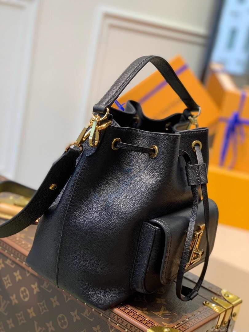 LV M57687 Louis Vuitton Lockme Bucket Bag M57688 M57689 Black