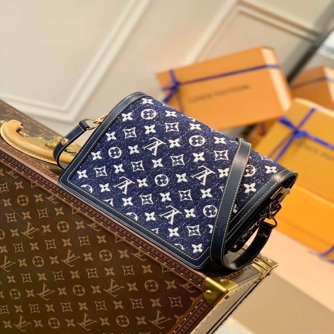 LV M59631 Louis Vuitton Dauphine MM Denim Leather Bag