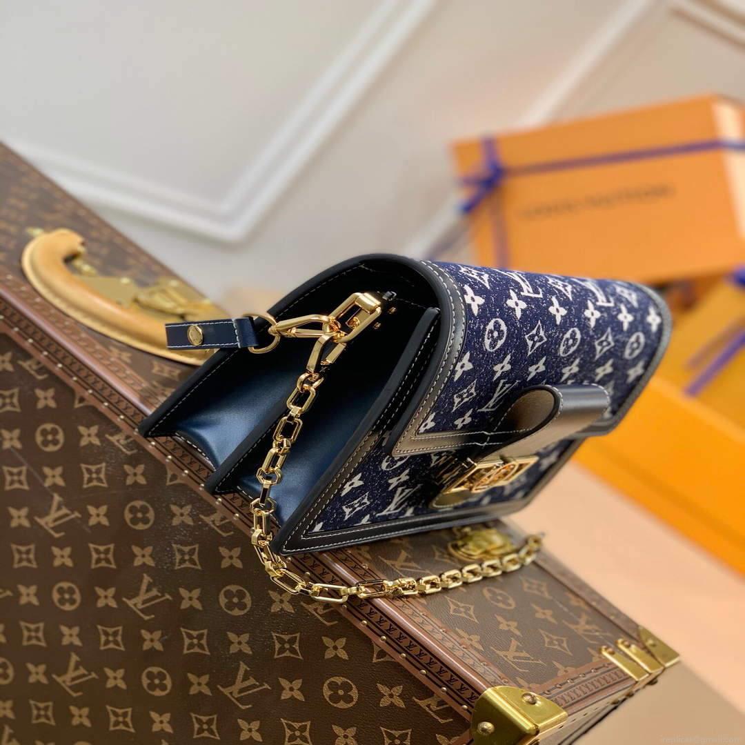 LV M59631 Louis Vuitton Dauphine MM Denim Leather Bag