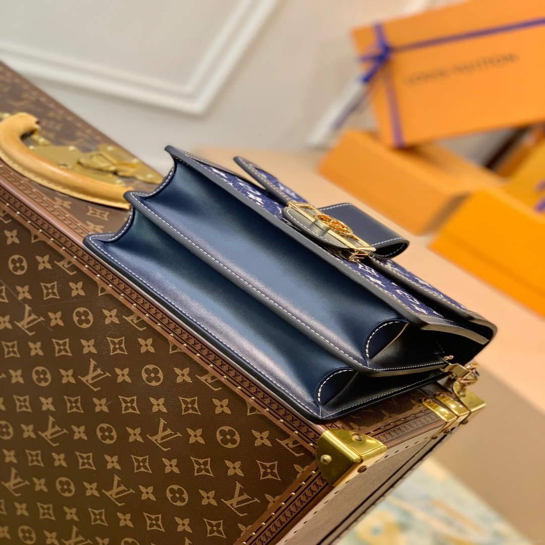 LV M59631 Louis Vuitton Dauphine MM Denim Leather Bag