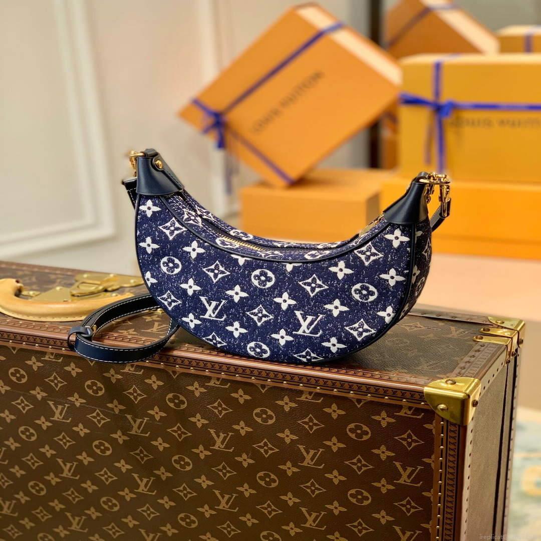LV M81166 Louis Vuitton Loop Monogram Denim Leather Bag