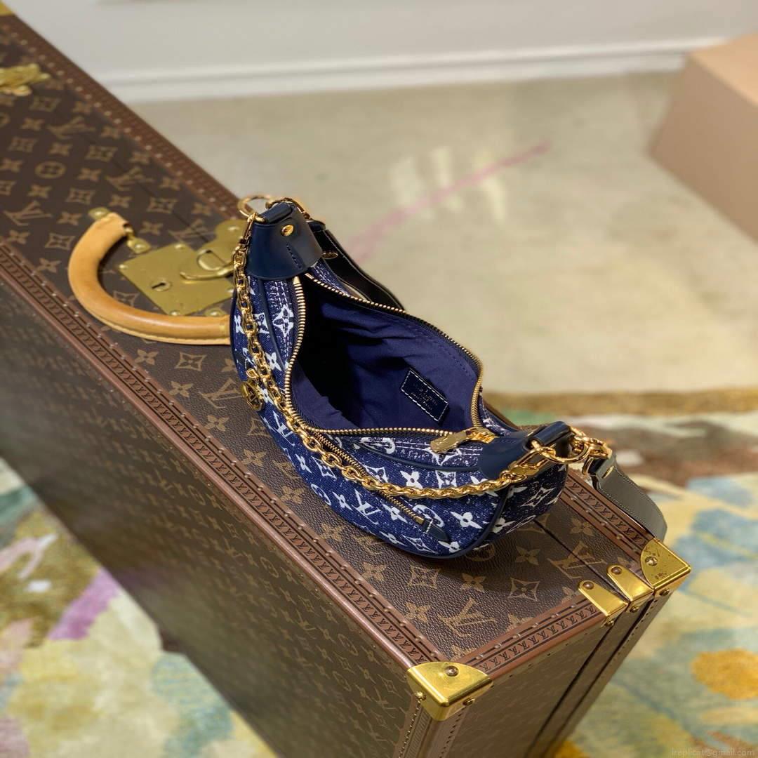 LV M81166 Louis Vuitton Loop Monogram Denim Leather Bag