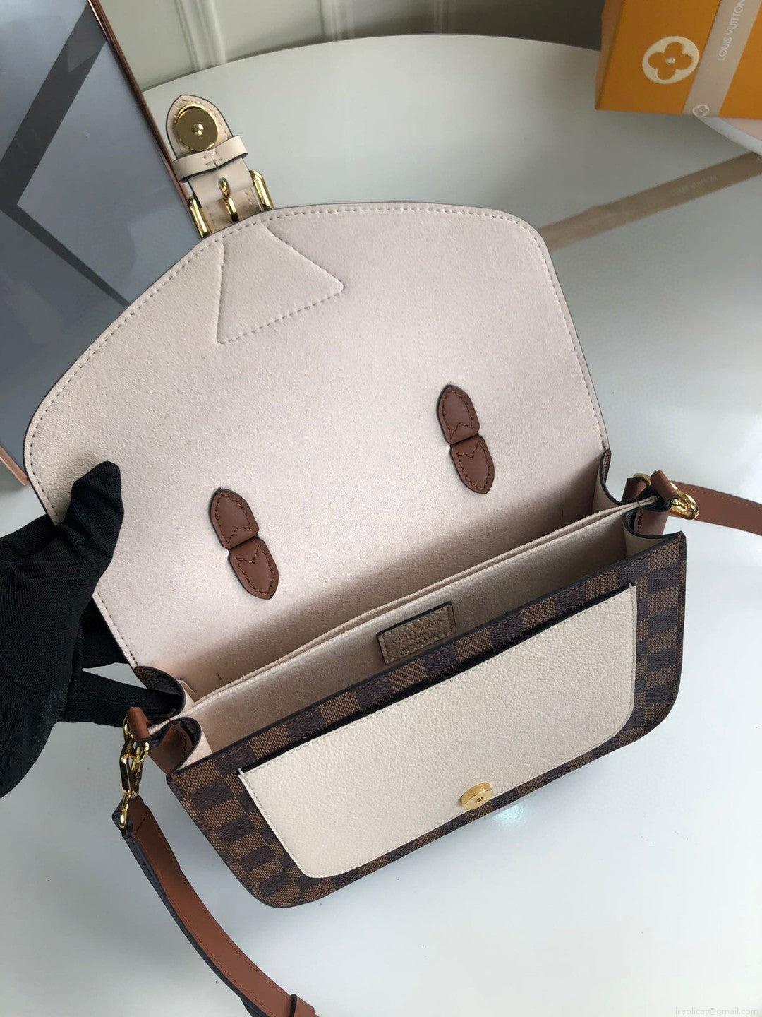 Louis Vuitton N40148 LV Trendy Crossbody Bag Damier Ebene Beige