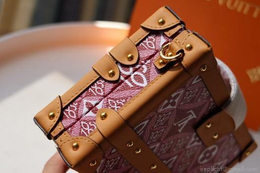 LV M40273 Louis Vuitton Petite Malle Bag Mini Monogram Jacquard Red