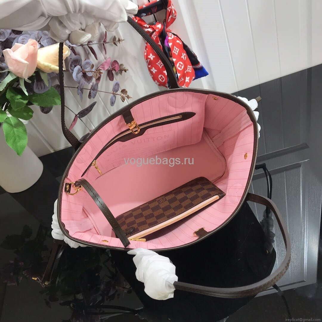 LV M41359 Louis Vuitton Neverfull PM Damier Ebene M41245 Bag Pink