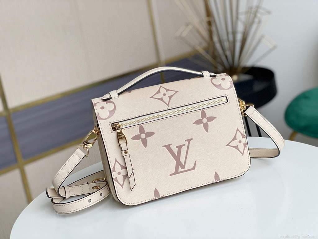 LV M45596 Louis Vuitton M45773 Pochette Metis Bag Cream and Rose Pink