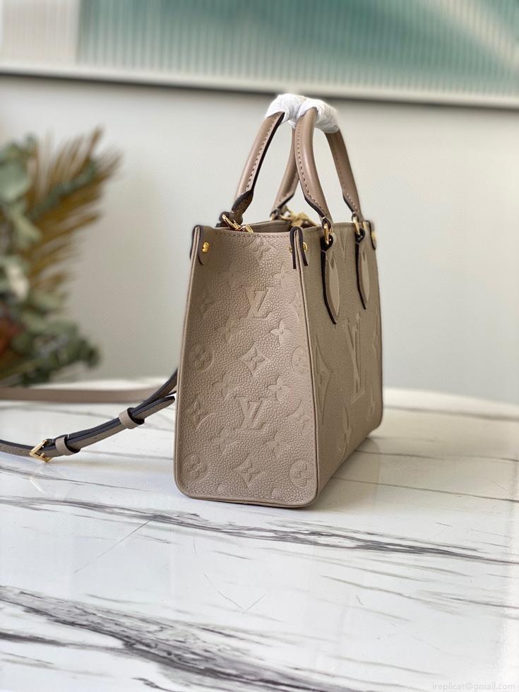 LV M45653 Louis Vuitton Onthego Pm Tote M45660 Bag Beige and Gray