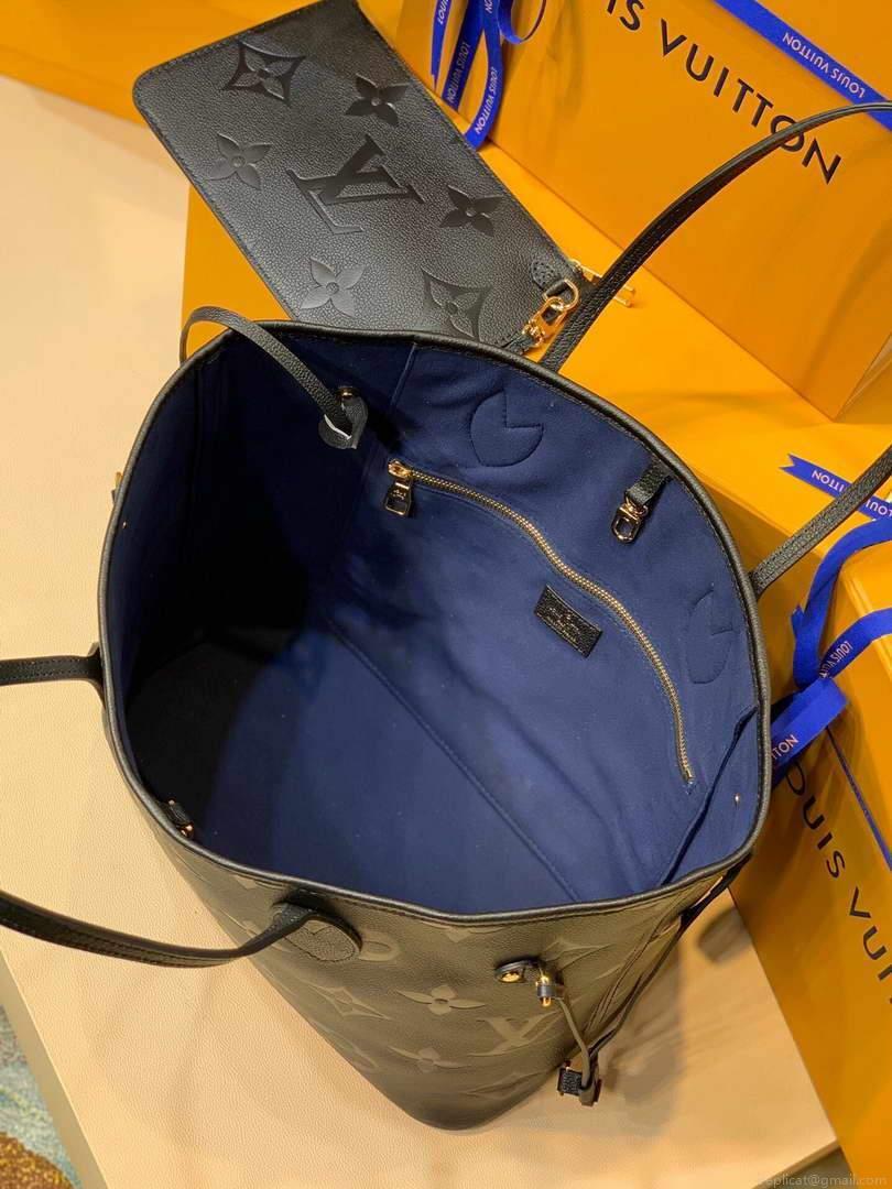 LV M45685 Louis Vuitton Neverfull MM M45686 Bag Embossed Cowhide Leather