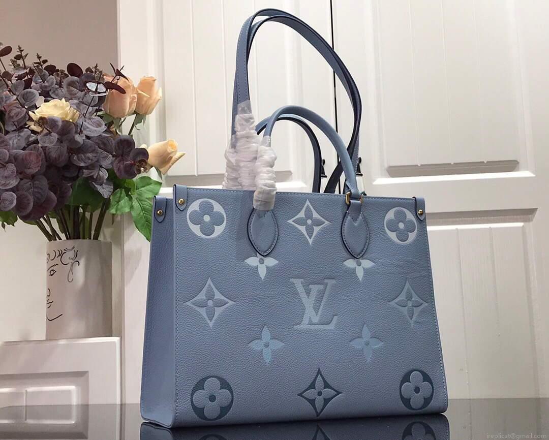 LV M45718 Louis Vuitton Onthego MM Handbag Summer Blue