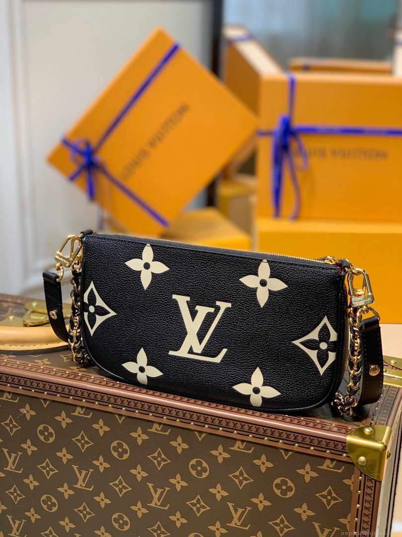LV M45777 Louis Vuitton M80447 M80399 Multi Pochette Accessoires Bag Black and Cream