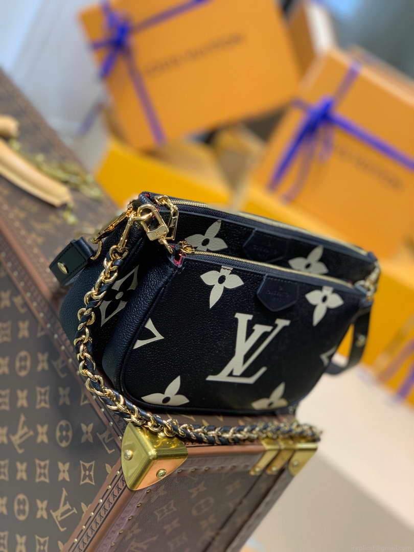 LV M45777 Louis Vuitton M80447 M80399 Multi Pochette Accessoires Bag Black and Cream