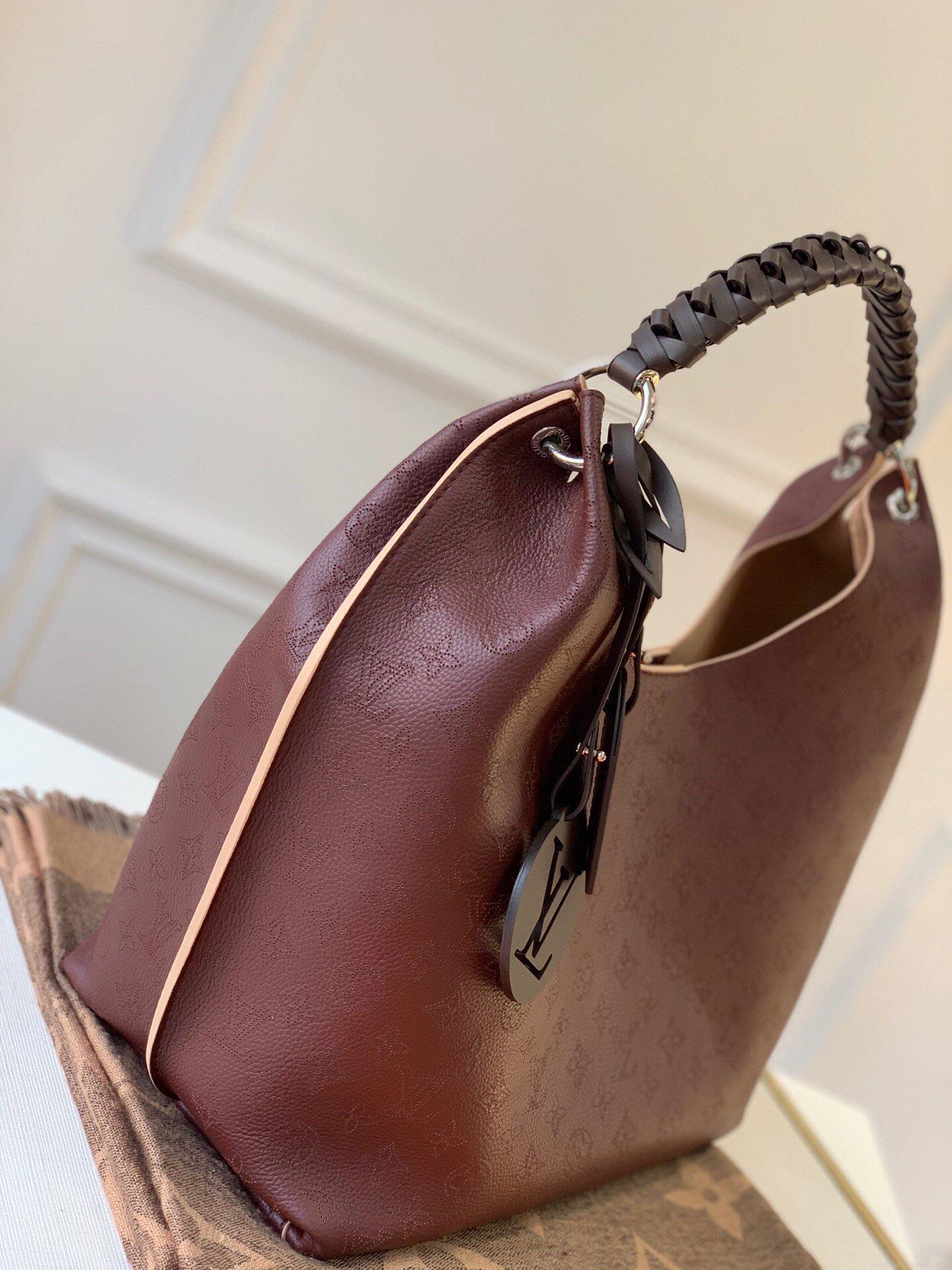 LV M53188 Louis Vuitton Carmel Mahina Bag M52950 Wine Red