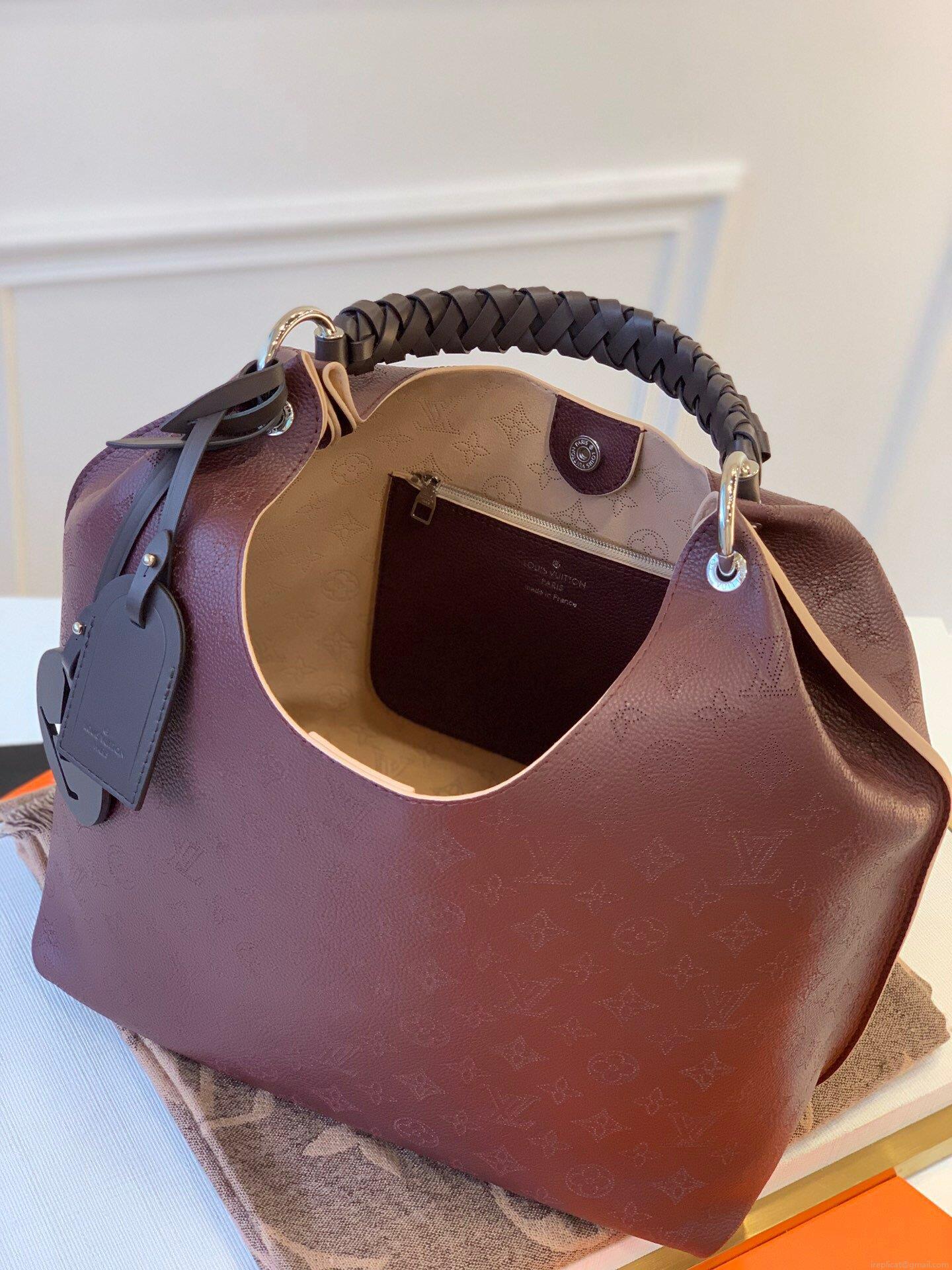 LV M53188 Louis Vuitton Carmel Mahina Bag M52950 Wine Red