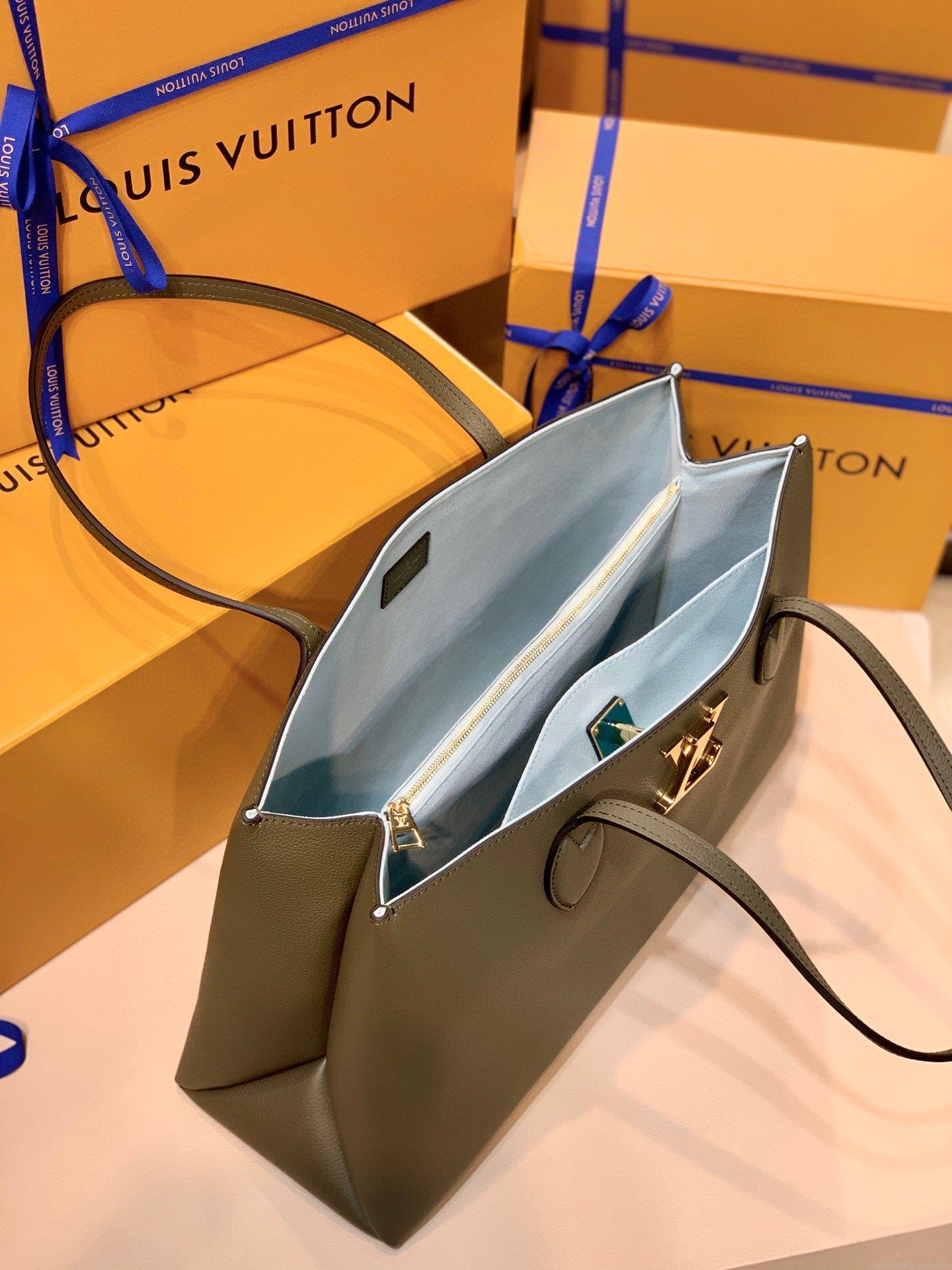 LV M57345 Louis Vuitton M57346 Lockme Shopper M57347 Bag Grained Calf Leather Green