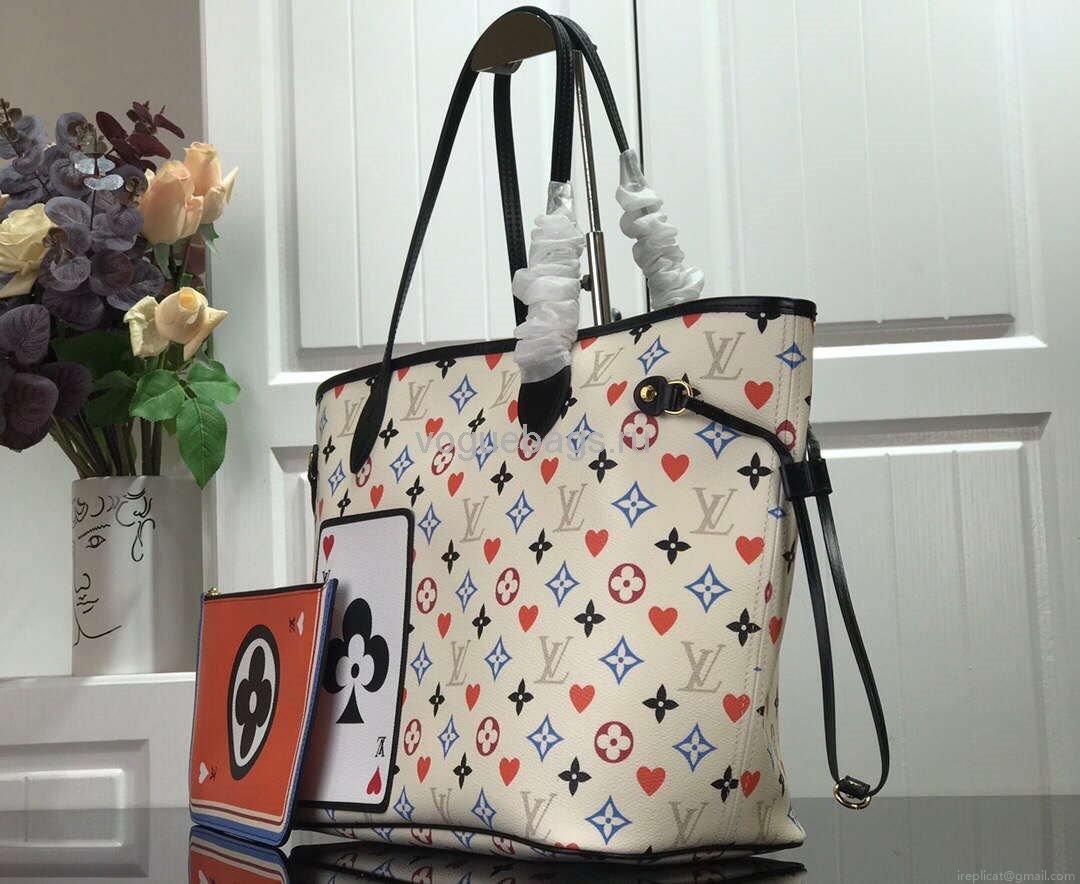 LV M57483 Louis Vuitton Game On Neverfull MM Monogram Bag M57462 White