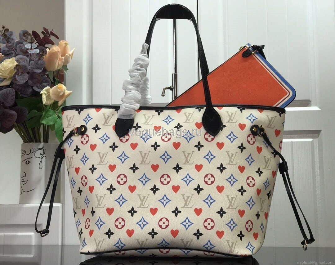 LV M57483 Louis Vuitton Game On Neverfull MM Monogram Bag M57462 White