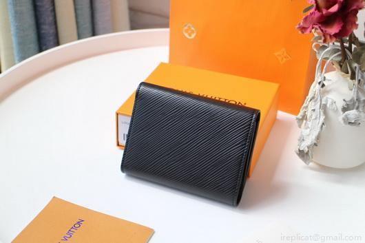 LV M64414 Louis Vuitton Twist Compact Wallet Epi Leather Black